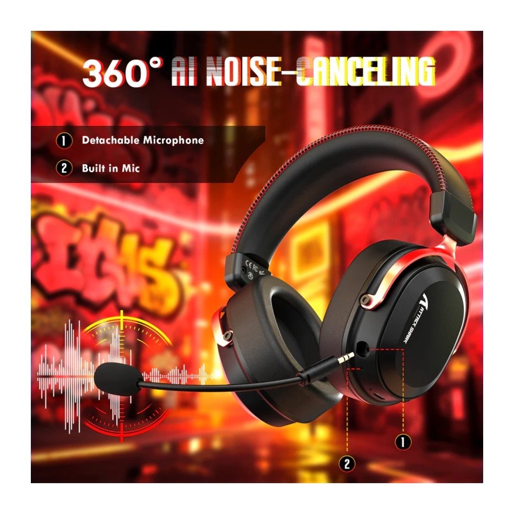Imagem 6 de 8 do produto Headset Gamer Sem Fio Attack Shark L30 Pro, Bluetooth, Som Surround, Preto e Vermelho - L30PRO