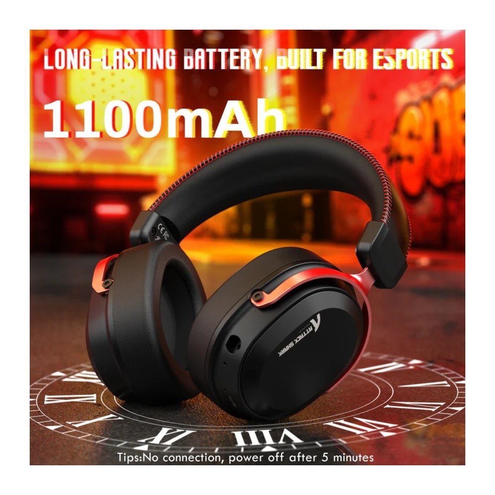 Imagem 7 de 8 do produto Headset Gamer Sem Fio Attack Shark L30 Pro, Bluetooth, Som Surround, Preto e Vermelho - L30PRO