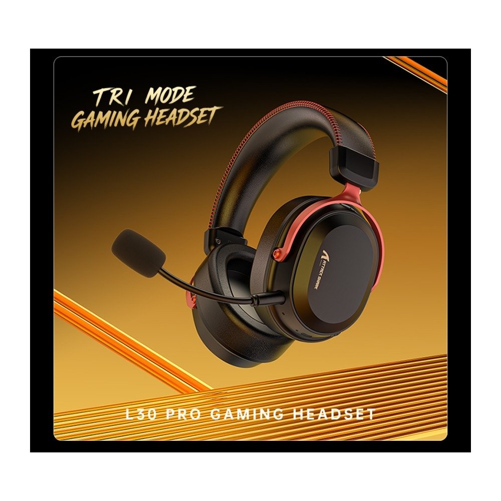 Imagem 8 de 8 do produto Headset Gamer Sem Fio Attack Shark L30 Pro, Bluetooth, Som Surround, Preto e Vermelho - L30PRO