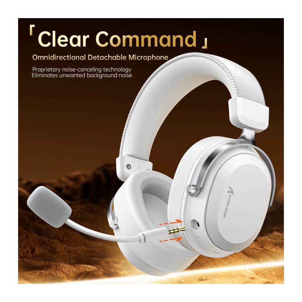Imagem 2 de 12 do produto Headset Gamer Sem Fio Attack Shark L30 Pro, Bluetooth, Som Surround, Branco e Prata - L30PRO