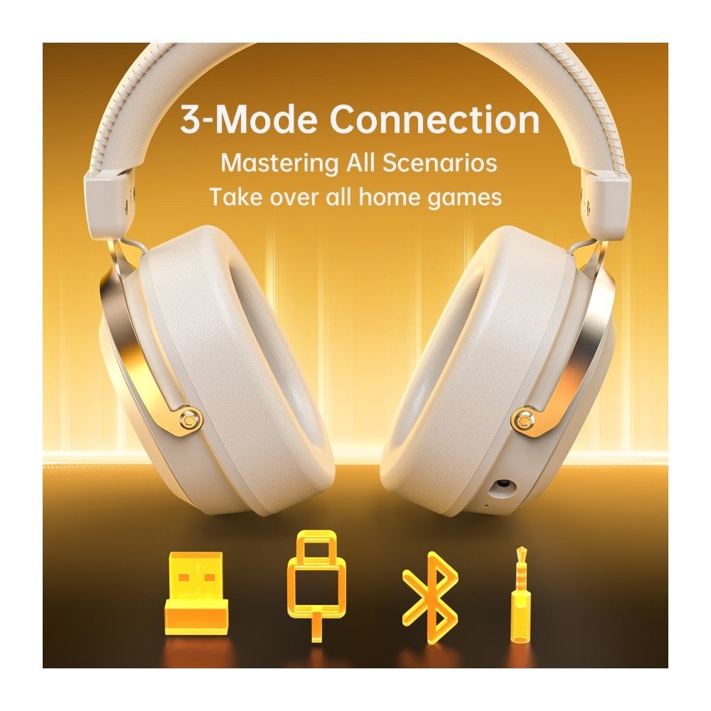 Imagem 6 de 12 do produto Headset Gamer Sem Fio Attack Shark L30 Pro, Bluetooth, Som Surround, Branco e Prata - L30PRO