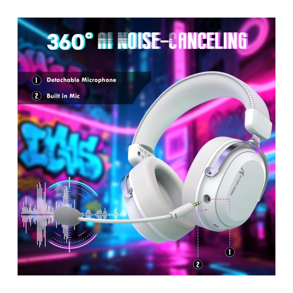 Imagem 9 de 12 do produto Headset Gamer Sem Fio Attack Shark L30 Pro, Bluetooth, Som Surround, Branco e Prata - L30PRO