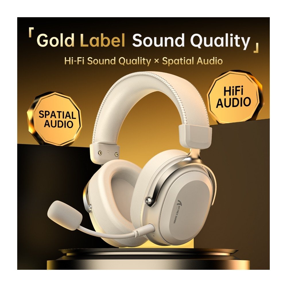 Imagem 10 de 12 do produto Headset Gamer Sem Fio Attack Shark L30 Pro, Bluetooth, Som Surround, Branco e Prata - L30PRO