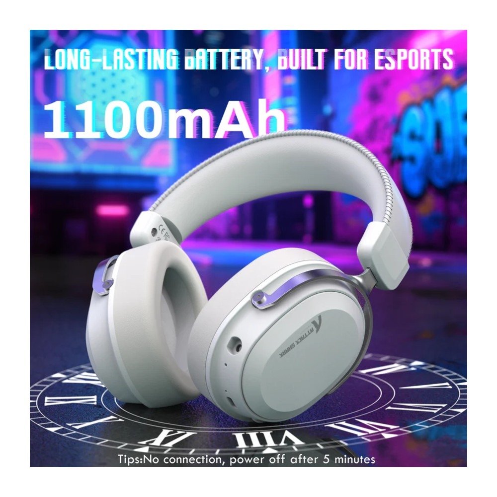 Imagem 11 de 12 do produto Headset Gamer Sem Fio Attack Shark L30 Pro, Bluetooth, Som Surround, Branco e Prata - L30PRO