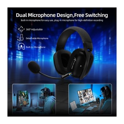 Headset Gamer Sem Fio Attack Shark L80 Pro, Bluetooth, Som Surround 7.1, Preto - L80PRO