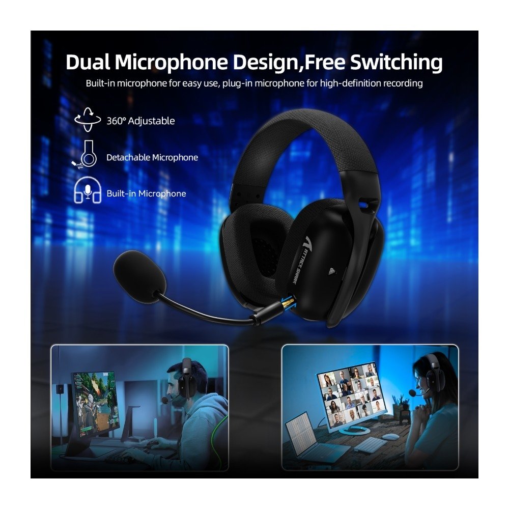 Imagem 7 de 9 do produto Headset Gamer Sem Fio Attack Shark L80 Pro, Bluetooth, Som Surround 7.1, Preto - L80PRO