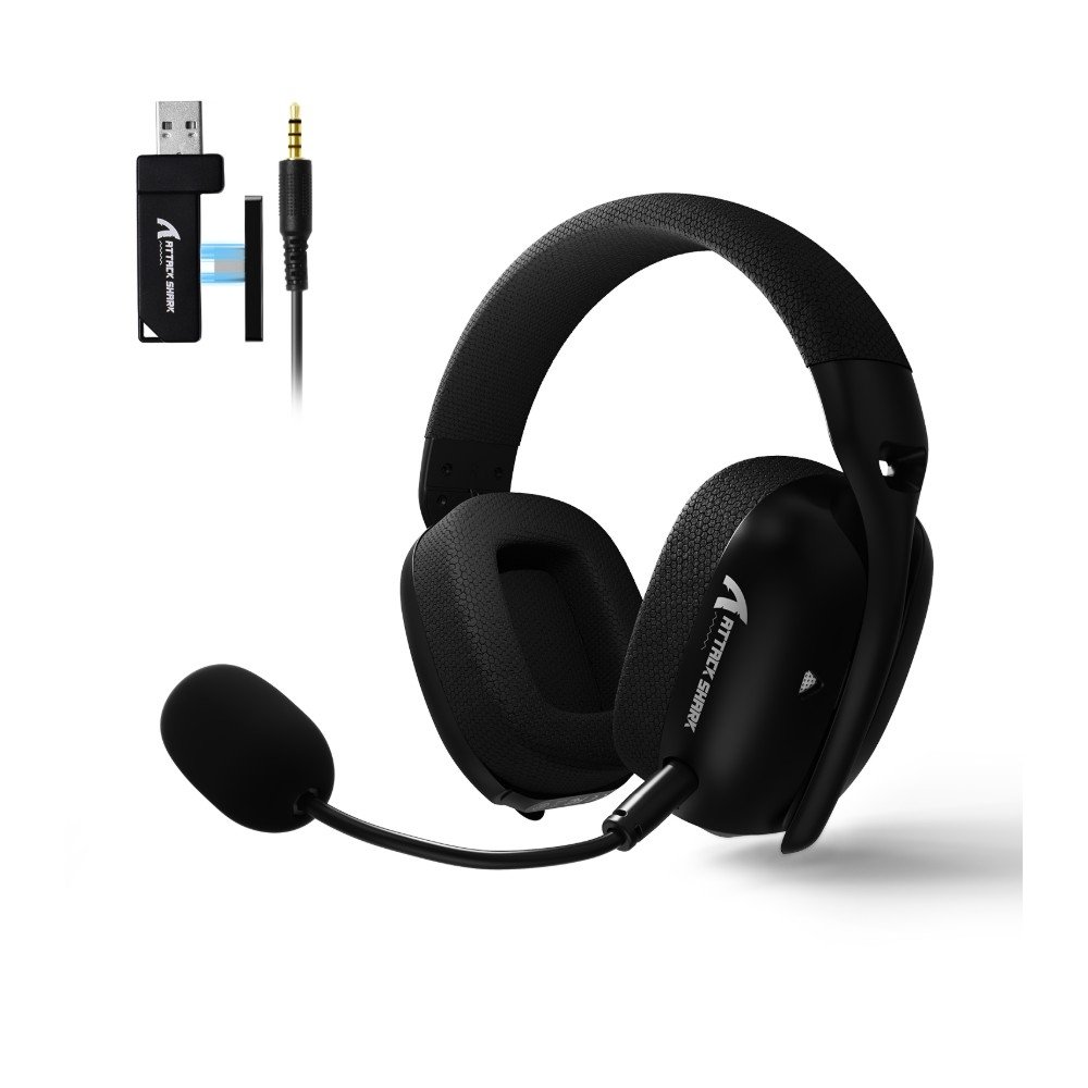 Imagem 2 de 9 do produto Headset Gamer Sem Fio Attack Shark L80 Pro, Bluetooth, Som Surround 7.1, Preto - L80PRO