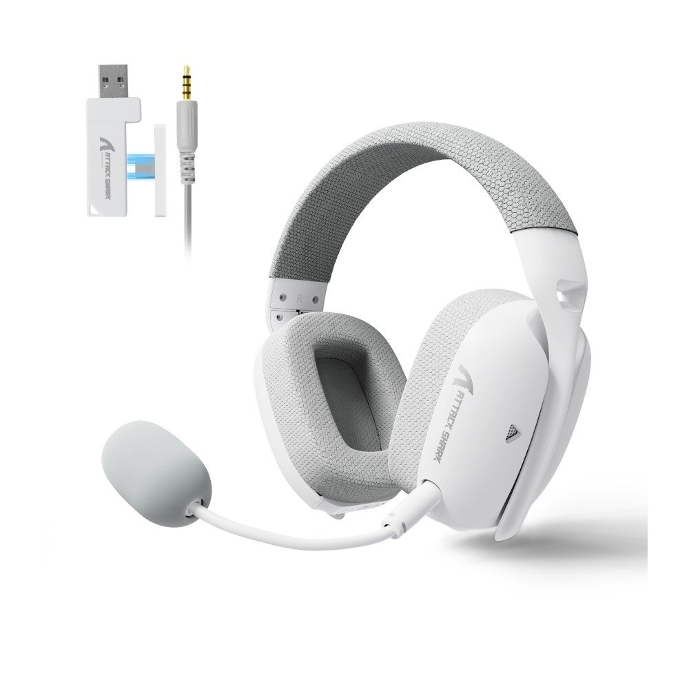 Imagem 2 de 9 do produto Headset Gamer Sem Fio Attack Shark L80 Pro, Bluetooth, Som Surround 7.1, Branco - L80PRO