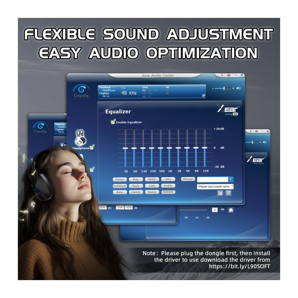 Imagem 2 de 11 do produto Headset Gamer Sem Fio Attack Shark L90, Bluetooth, High Fidelity, Preto - L90