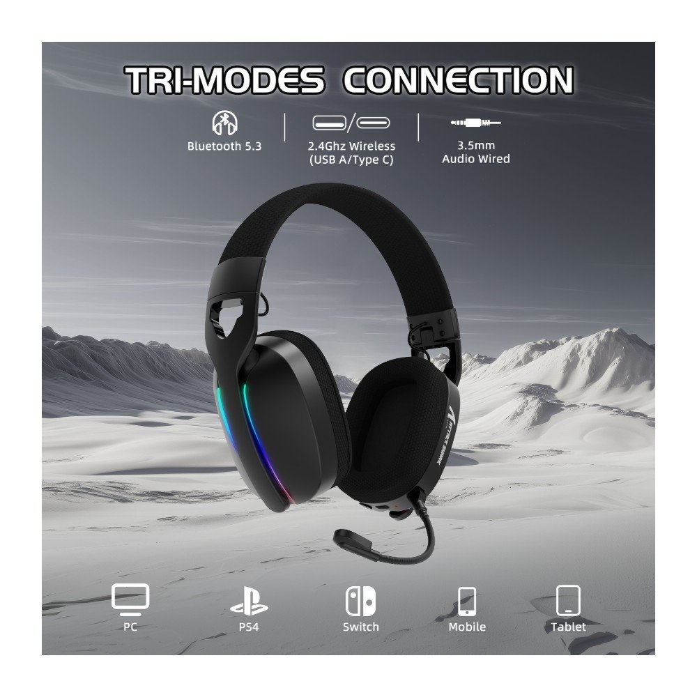Imagem 7 de 11 do produto Headset Gamer Sem Fio Attack Shark L90, Bluetooth, High Fidelity, Preto - L90