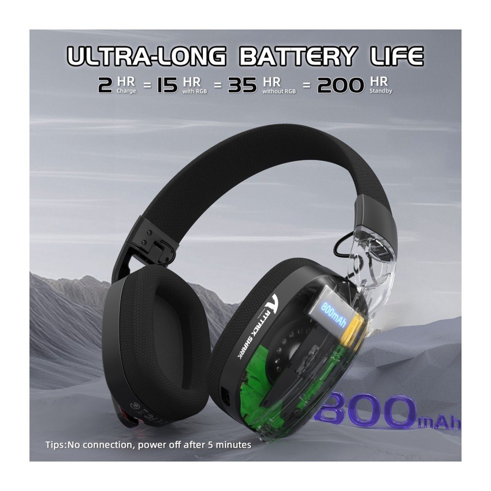 Imagem 9 de 11 do produto Headset Gamer Sem Fio Attack Shark L90, Bluetooth, High Fidelity, Preto - L90