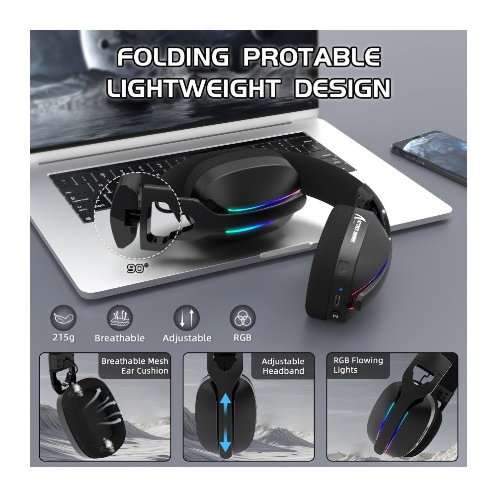 Imagem 10 de 11 do produto Headset Gamer Sem Fio Attack Shark L90, Bluetooth, High Fidelity, Preto - L90