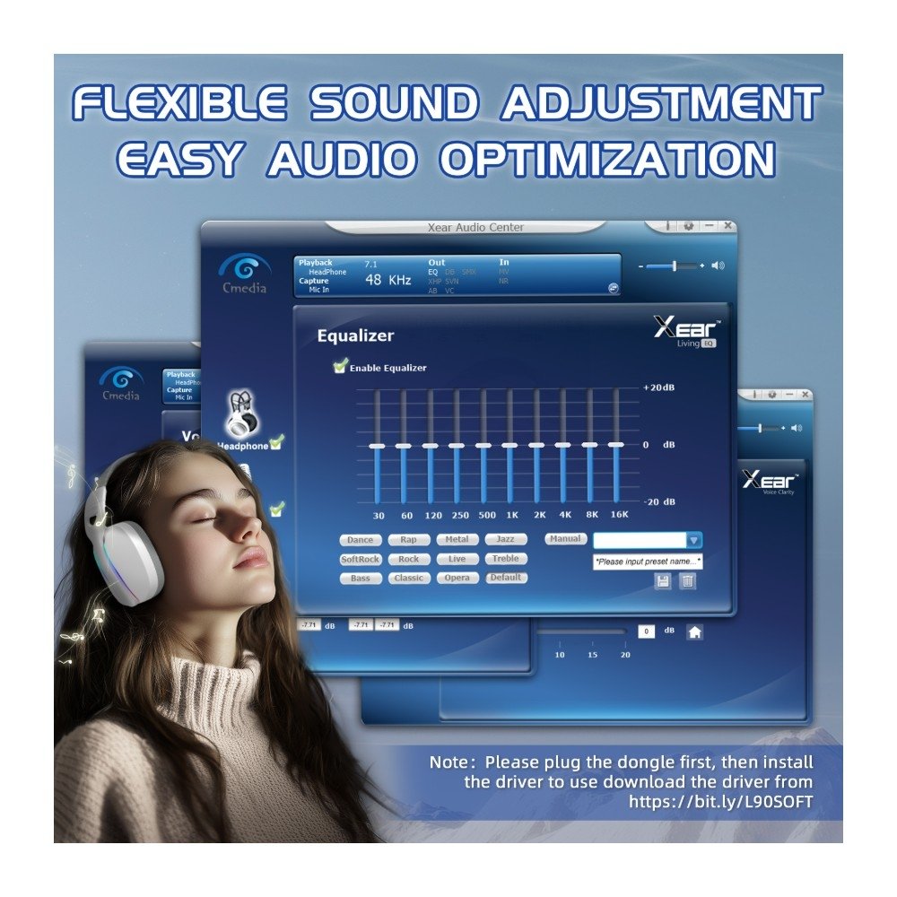 Imagem 7 de 11 do produto Headset Gamer Sem Fio Attack Shark L90, Bluetooth, High Fidelity, Branco - L90