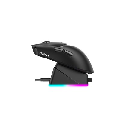 Mouse Gamer Sem Fio Havit Houyi-M4 Pro X, Sensor PAW3395, 26000 DPI, Com Dock de Carregamento, Preto - Houyi-M4 Pro X