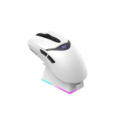 Mouse Gamer Sem Fio Havit Houyi-M4 Pro X, Sensor PAW3395, 26000 DPI, Com Dock de Carregamento, Branco - Houyi-M4 Pro X