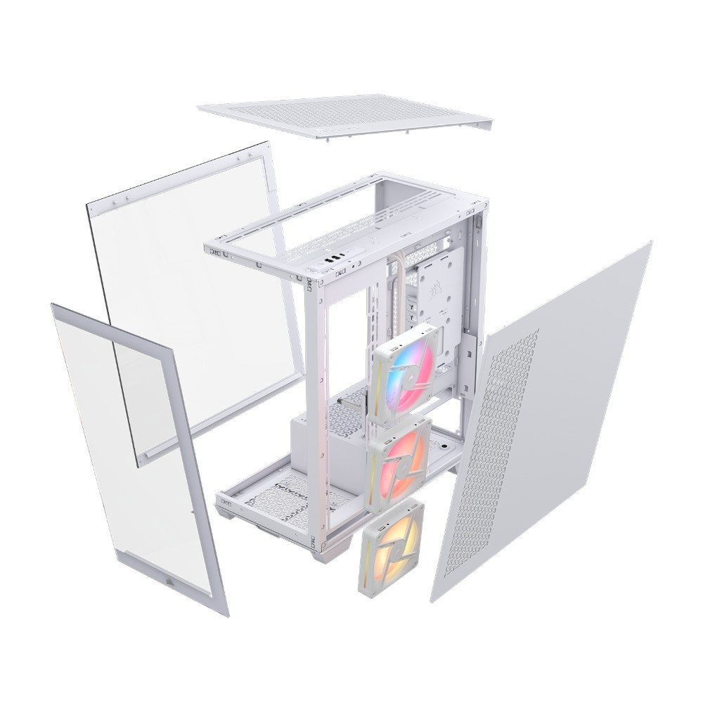Gabinete Gamer ( Balão.info) 3500X LX-R, Mid-Tower, Vidro Temperado, 3 Fans LX120 RGB Inclusas, ( Balão.info) LINK, Branco - CC-( Balão.info)-WW - view 4
