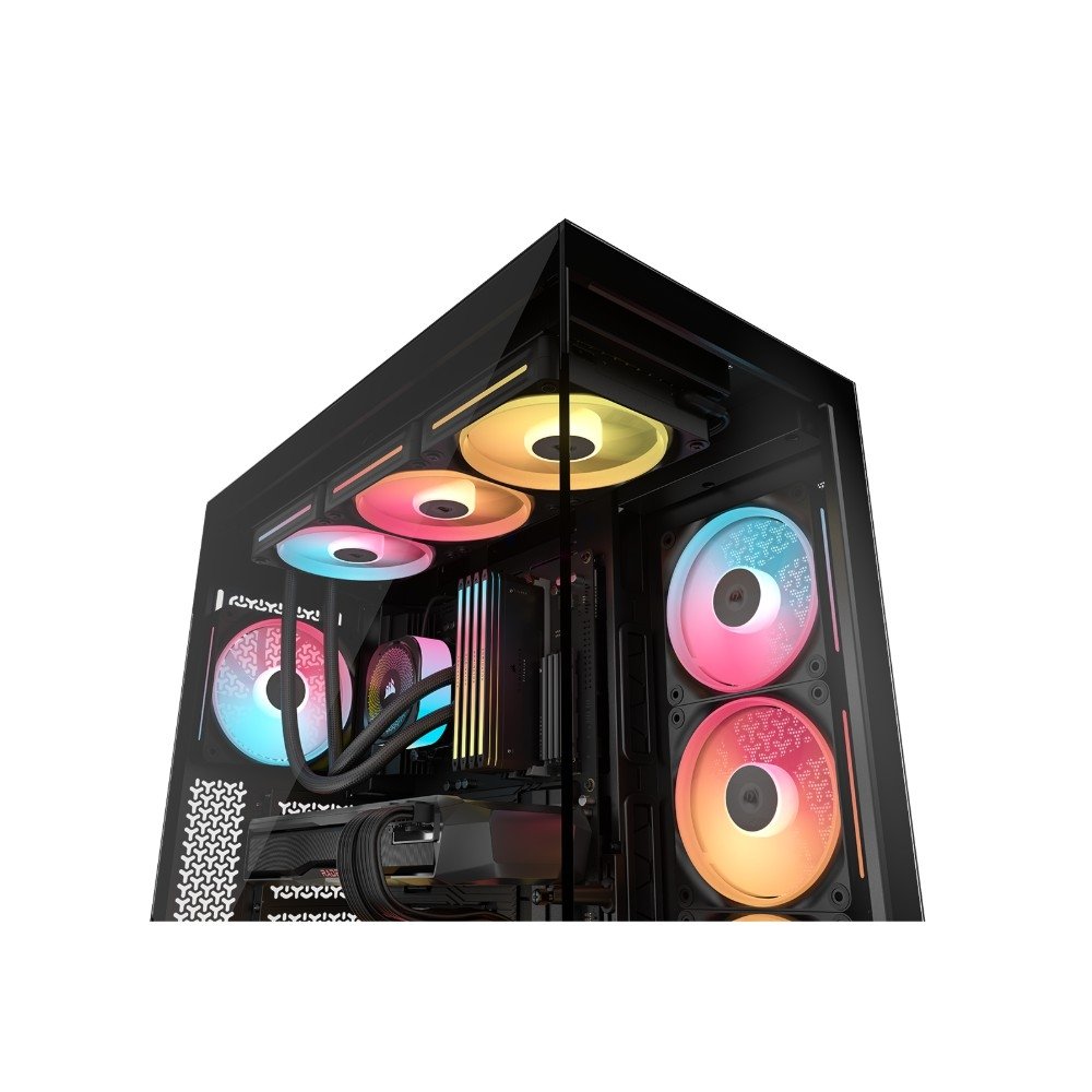 Gabinete Gamer ( Balão.info) 3500X LX-R, Mid-Tower, Vidro Temperado, 3 Fans LX120 RGB Inclusas, ( Balão.info) LINK, Preto - CC-( Balão.info)-WW - view 9