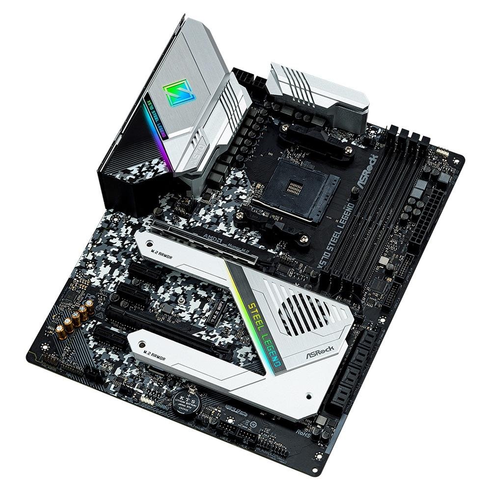 Placa-Mãe Asrock ASRock X570 Steel Legend, AMD AM4, ATX, DDR4, Preto - X570 Steel Legend Placa-Mãe Asrock ASRock X570 Steel Legend, AMD AM4, ATX, DDR4, Preto - X570 Steel Legend