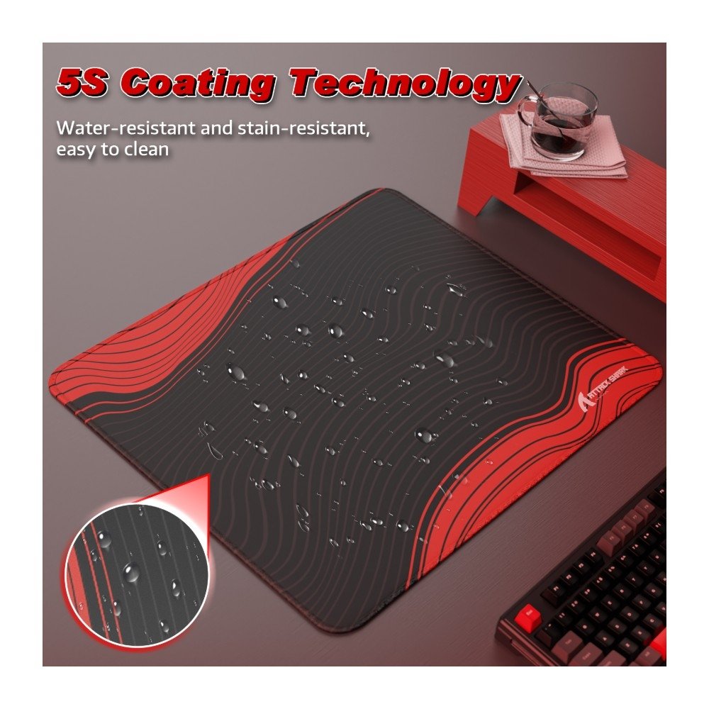 Mousepad Gamer Attack Shark, Black Red-Contour Line - CCM02 Mousepad Gamer Attack Shark, Black Red-Contour Line - CCM02