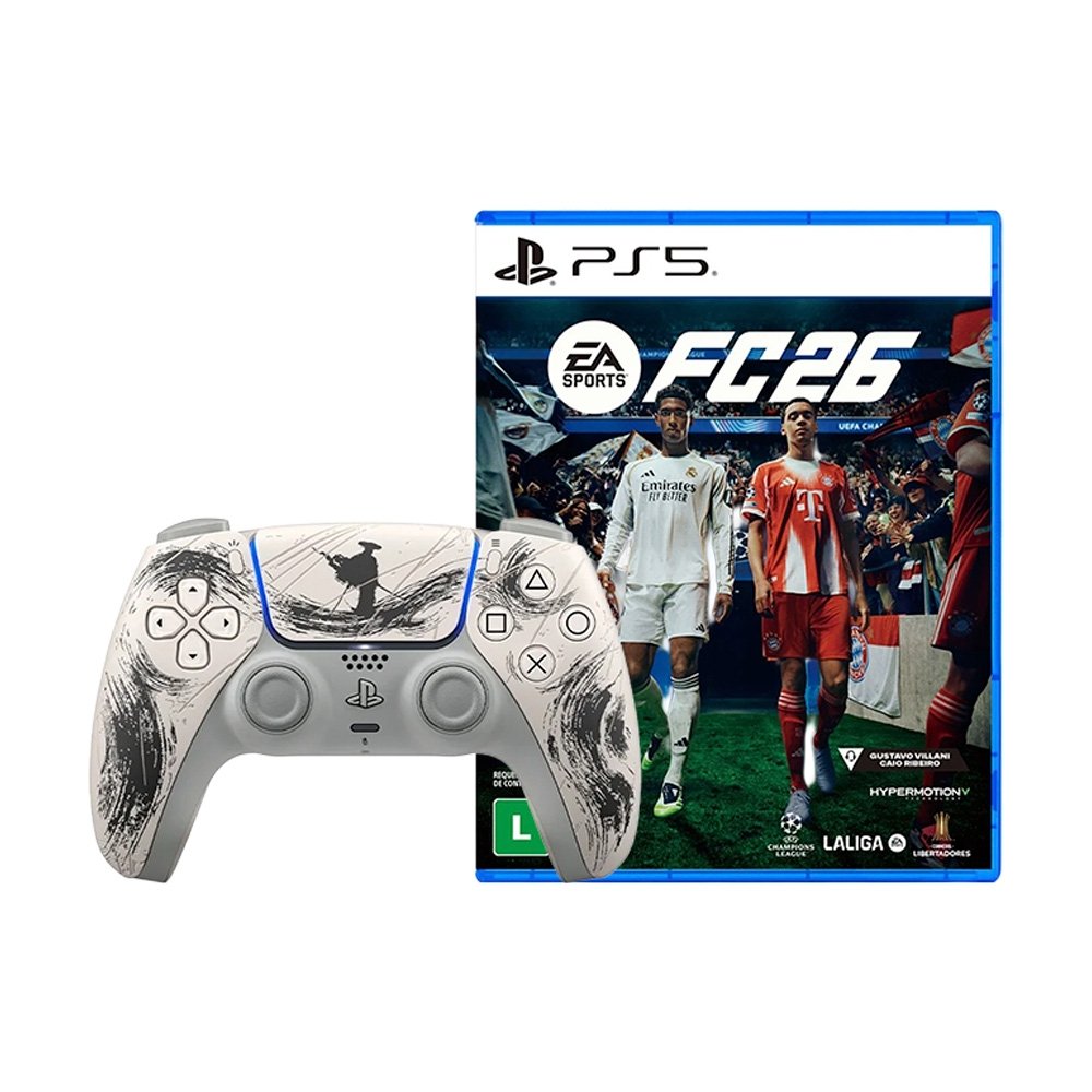 Kit Controle Dual Sense Ghost of Yotei + EA Sports FC 26 PS5