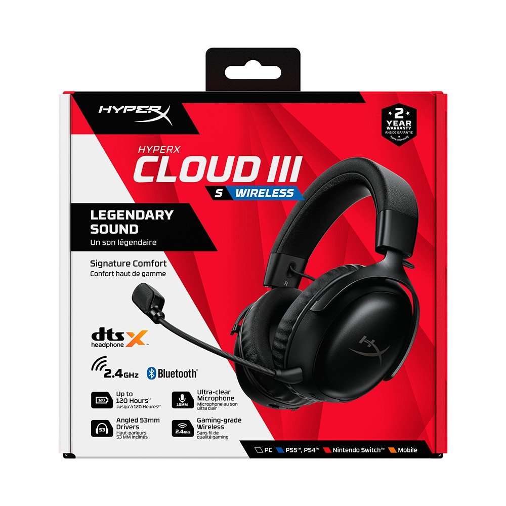 Imagem 9 de 11 do produto Headset Gamer Sem Fio HyperX Cloud III S, DTS Headphone:X, Bateria até 120h, Preto - A59YZAA