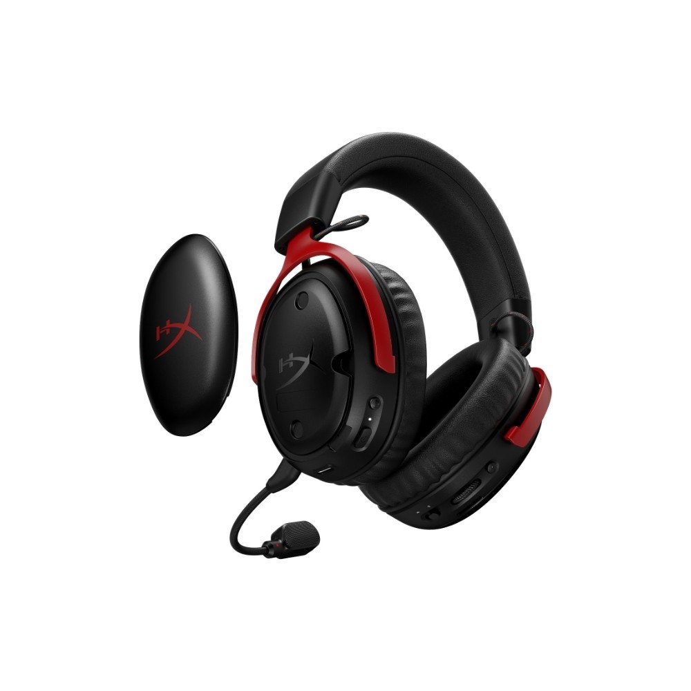 Imagem 2 de 7 do produto Headset Gamer Sem Fio HyperX Cloud III S, DTS Headphone:X, Bateria até 120h, Preto e Vermelho - A59Z0AA