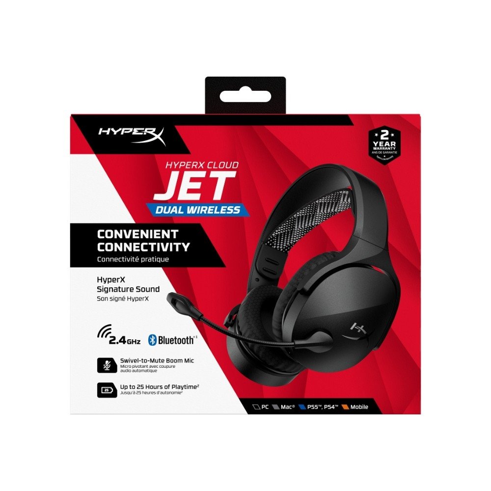 Headset Gamer Sem Fio HyperX Cloud Jet, Conexão 2.4GHz, Bluetooth, Microfone com Cancelamento de Ruído, Preto - AJ0T1AA - view 9