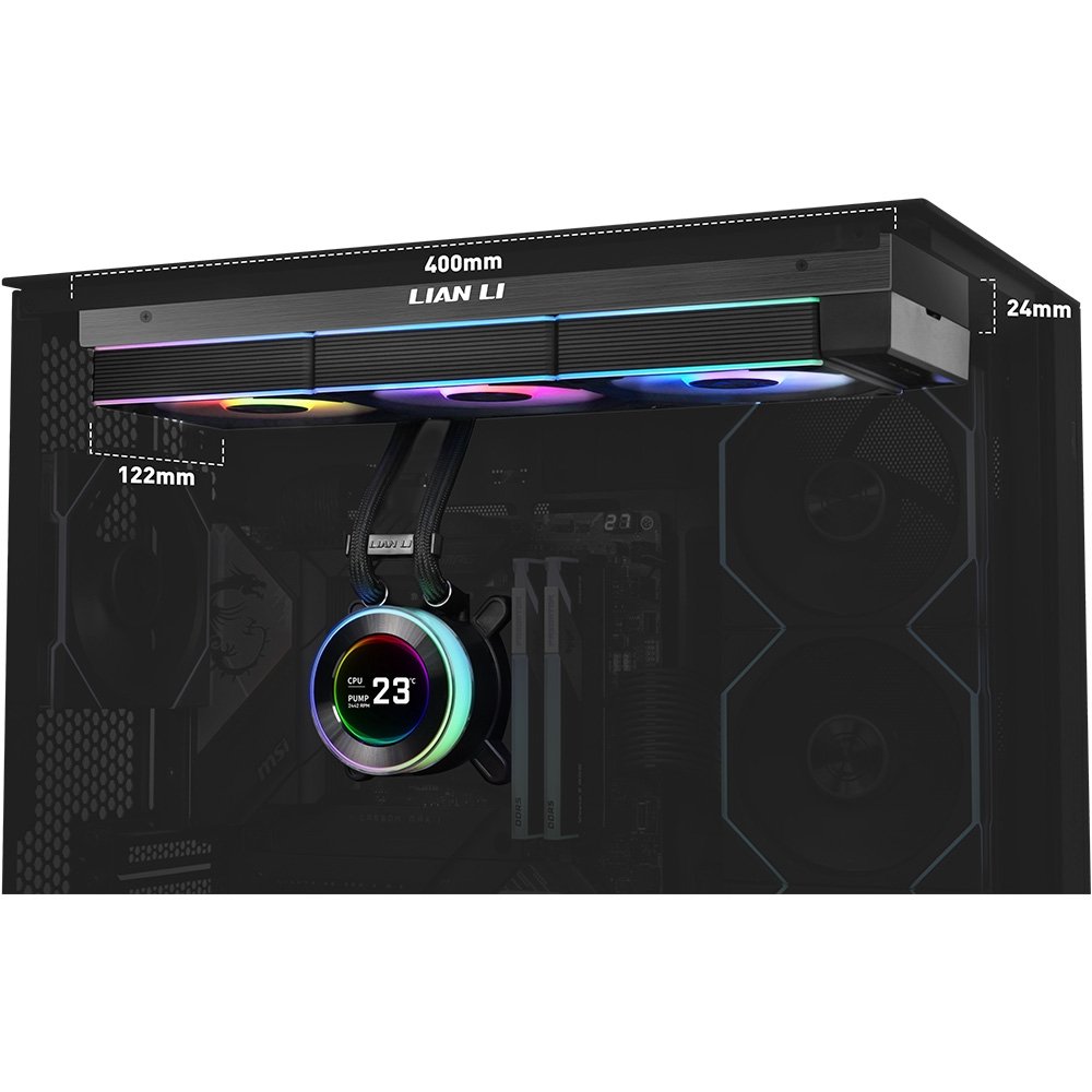 Imagem 3 de 3 do produto Water Cooler Lian Li Hydroshift II LDC-C 360CL, 360mm, Tela IPS 2.8"", ARGB, Unifans CL, Preto - GHS2LCD36RB