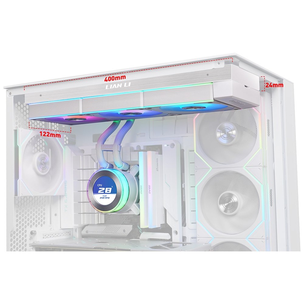 Imagem 3 de 3 do produto Water Cooler Lian Li Hydroshift II LDC-C 360CL, 360mm, Tela IPS 2.8", ARGB, Unifans CL, Branco - GHS2LCD36RW