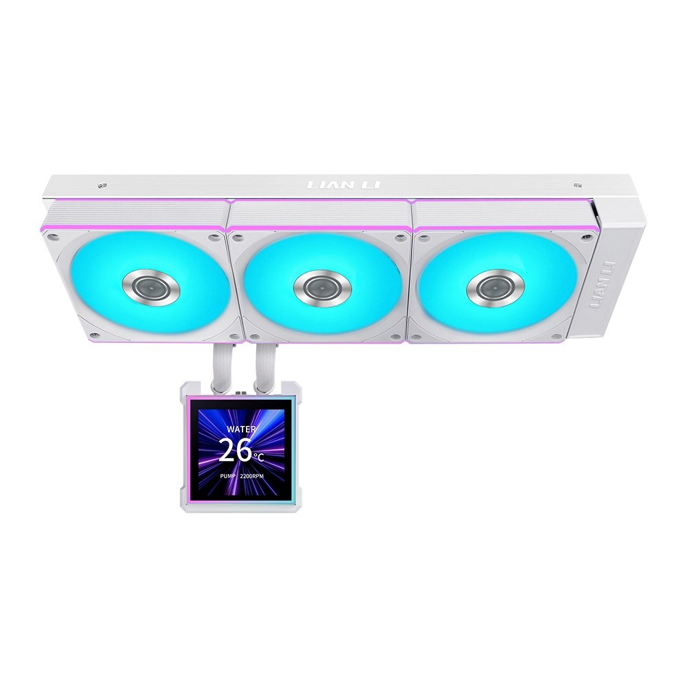 Imagem 4 de 5 do produto Water Cooler Lian Li Hydroshift II LCD-S, 360mm, Tela IPS 3.4", ARGB, Uni Fans CL Wireless, Branco - GHS2LCDS36CW