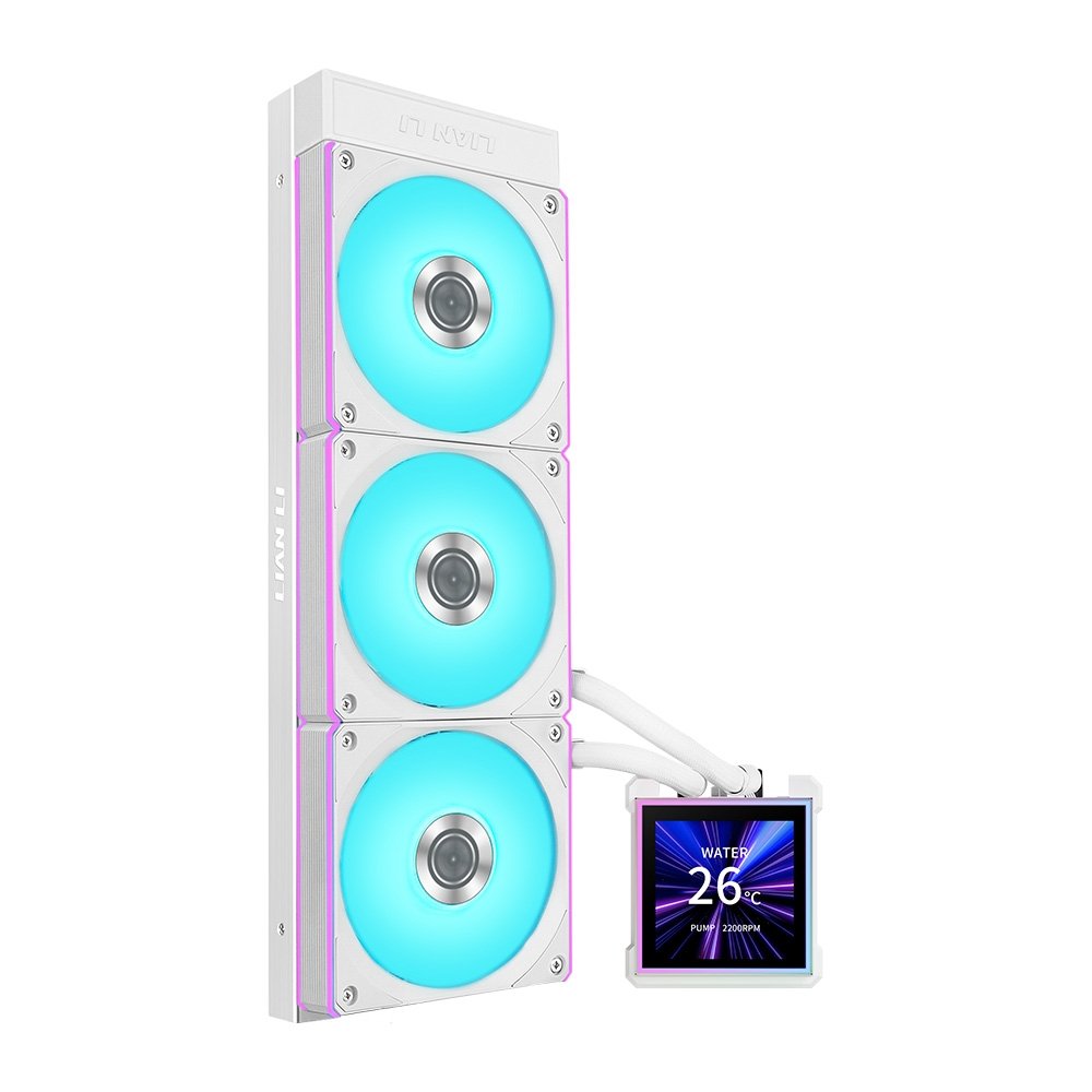 Imagem 3 de 5 do produto Water Cooler Lian Li Hydroshift II LCD-S, 360mm, Tela IPS 3.4", ARGB, Uni Fans CL Wireless, Branco - GHS2LCDS36CW