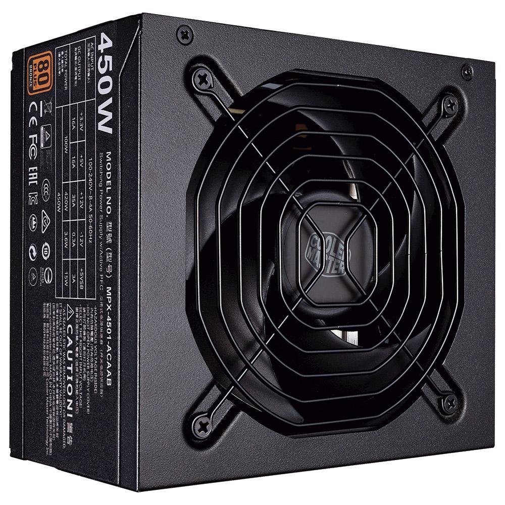Fonte Cooler Master 450W, 80 Plus Bronze, com Cabo - MPX-4501-ACAAB-BR Fonte Cooler Master 450W, 80 Plus Bronze, com Cabo - MPX-4501-ACAAB-BR