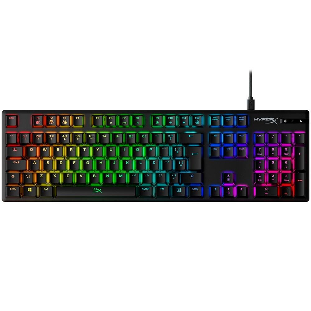 Teclado Mecânico Gamer HyperX Alloy Origins, RGB, Switch HyperX Red, ABNT2, Preto - 4P4F6A2#AC4