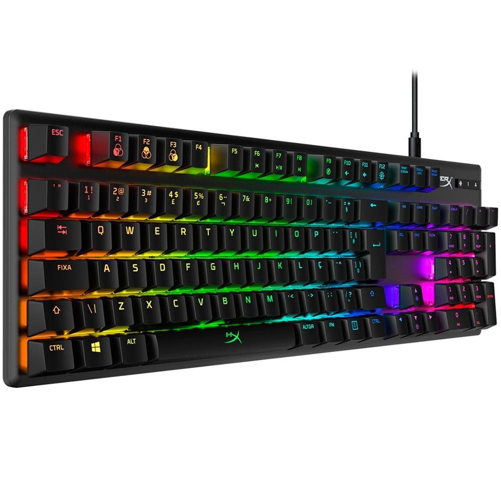 Teclado Mecânico Gamer HyperX Alloy Origins, RGB, Switch HyperX Red, ABNT2, Preto - 4P4F6A2#AC4