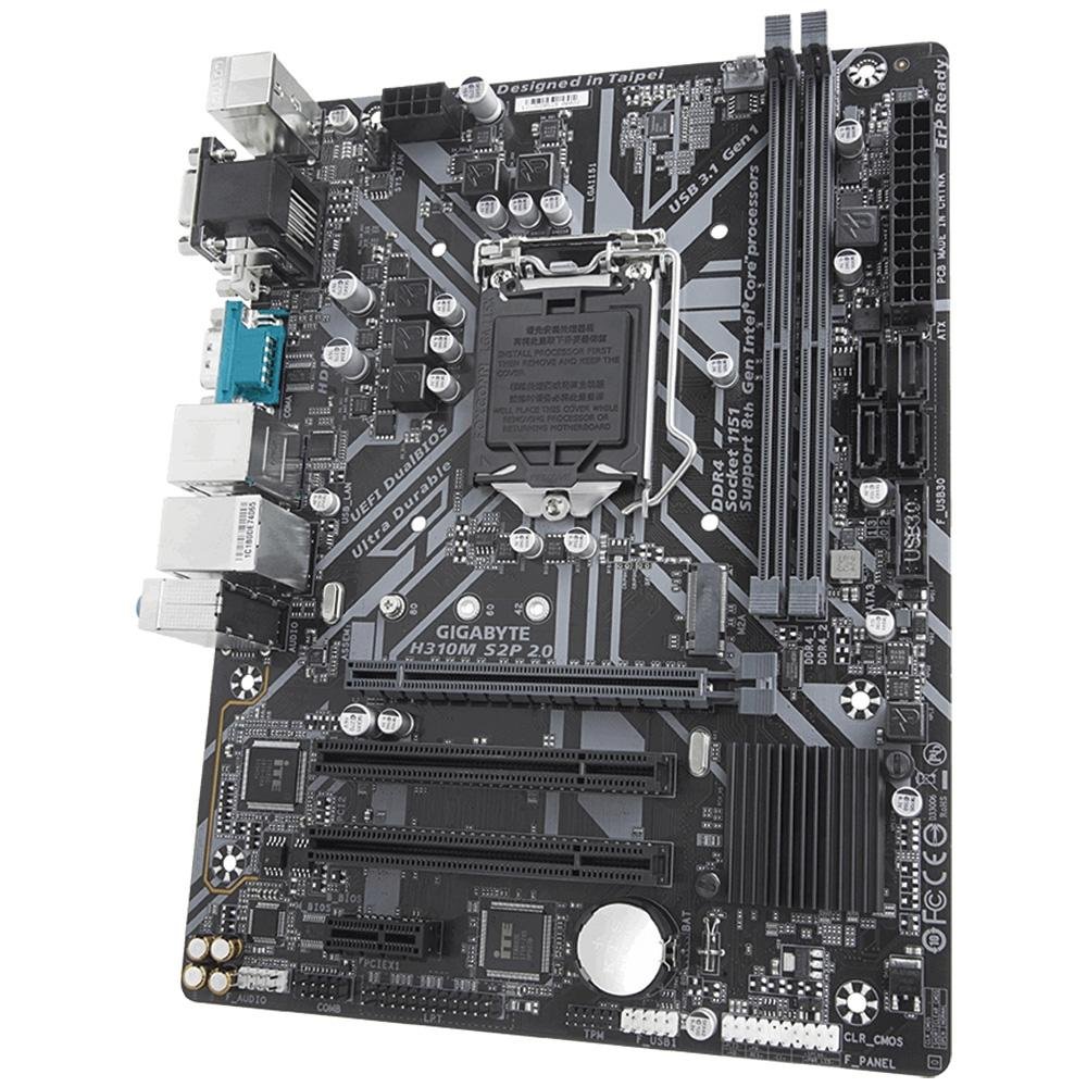 Placa-Mãe Gigabyte H310M S2P 2.0, Intel LGA 1151, mATX, DDR4, Preto - H310M S2P 2.0 Placa-Mãe Gigabyte H310M S2P 2.0, Intel LGA 1151, mATX, DDR4, Preto - H310M S2P 2.0