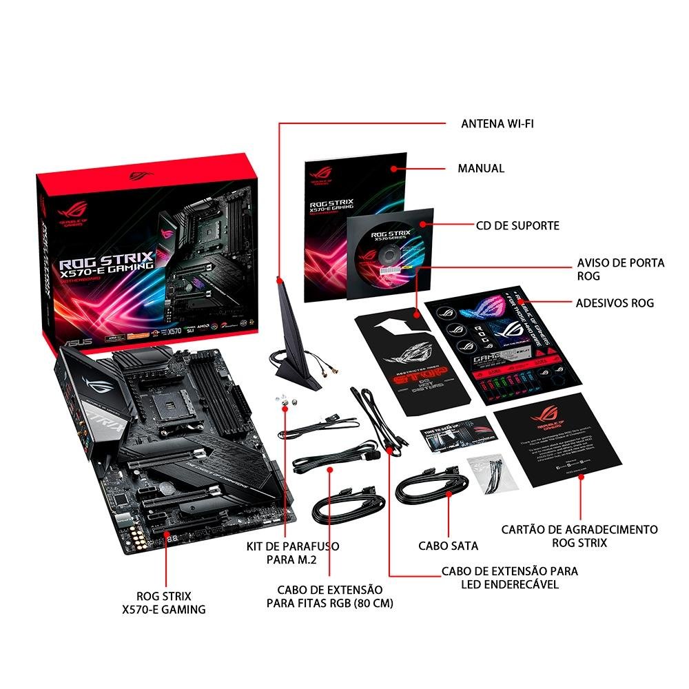 Placa-Mãe Asus ROG Strix X570-E Gaming, AMD AM4, ATX, DDR4 | KaBuM!