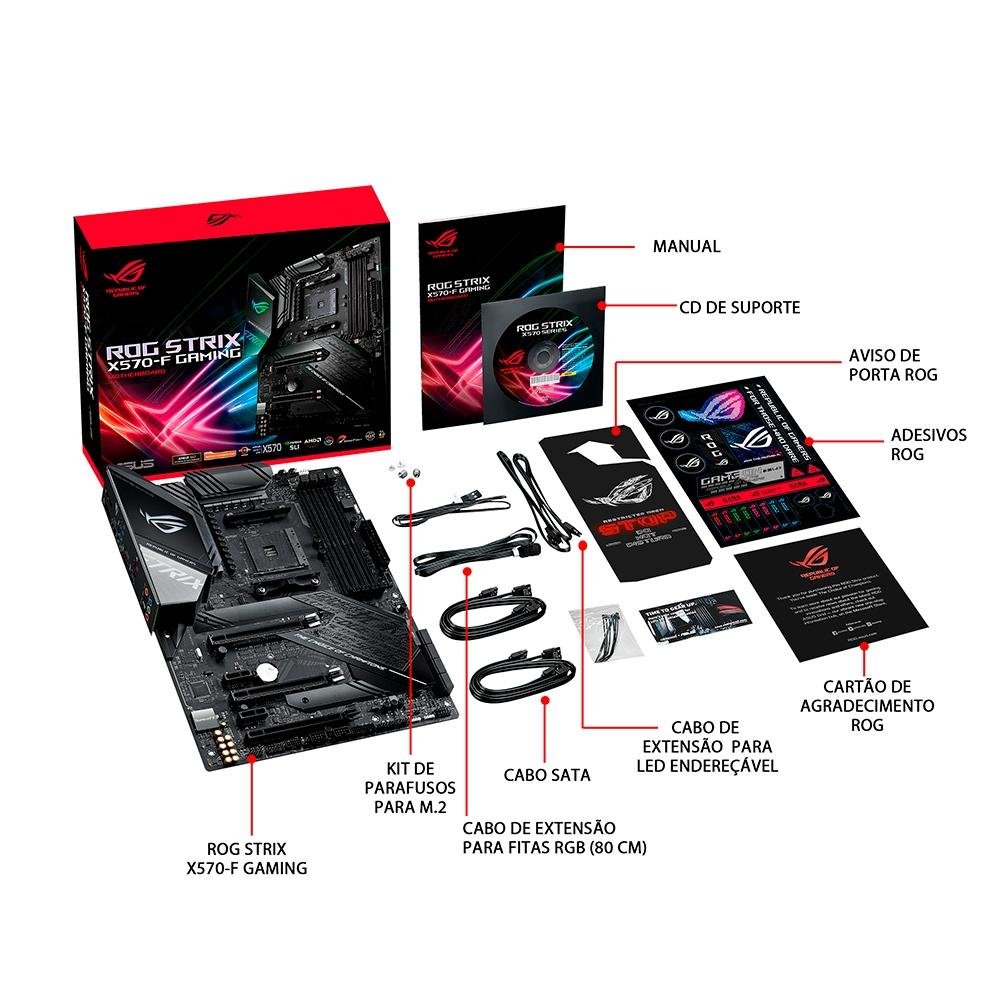 Imagem 11 de 11 do produto Placa-Mãe ASUS ROG Strix X570-F Gaming, AMD AM4, ATX, DDR4, Preto - ROG Strix X570-F Gaming