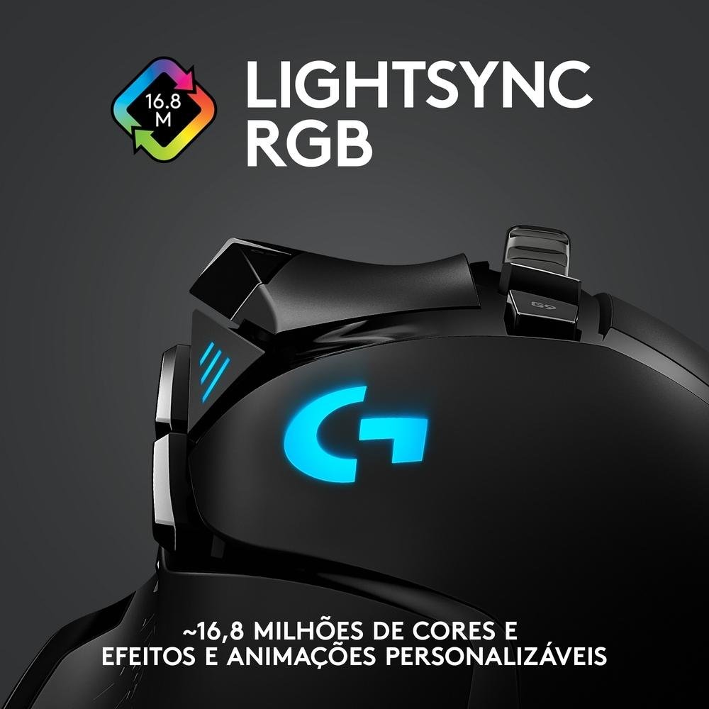 Mouse Gamer Sem Fio Logitech G502 LIGHTSPEED RGB LIGHTSYNC, Ajuste Peso, 11 Botões, Recarregável, Compatível POWERPLAY - 910-005566 - view 8