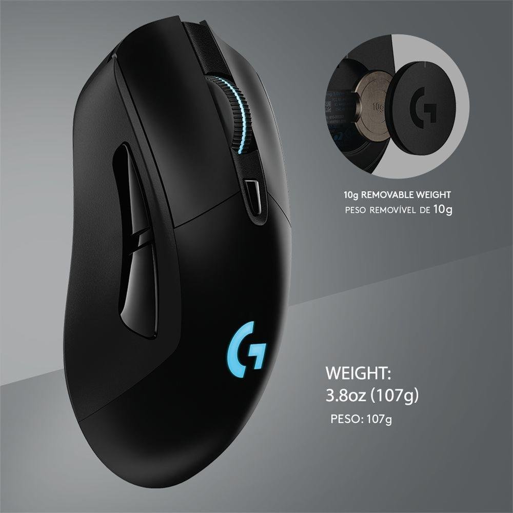 Mouse Gamer Sem Fio Logitech G703 LIGHTSPEED RGB LIGHTSYNC, 6 Botões Programáveis, HERO 25K, Recarregável, Compatível POWERPLAY - 910-005639 Mouse Gamer Sem Fio Logitech G703 LIGHTSPEED RGB LIGHTSYNC, 6 Botões Programáveis, HERO 25K, Recarregável, Compatível POWERPLAY - 910-005639