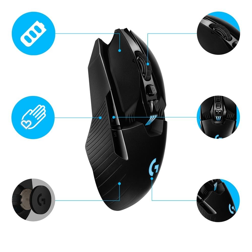 Imagem 6 de 12 do produto Mouse Gamer Sem Fio Logitech G903 LIGHTSPEED RGB LIGHTSYNC, Design Ambidestro Personalizável, HERO 25K, Compatível POWERPLAY - 910-005671
