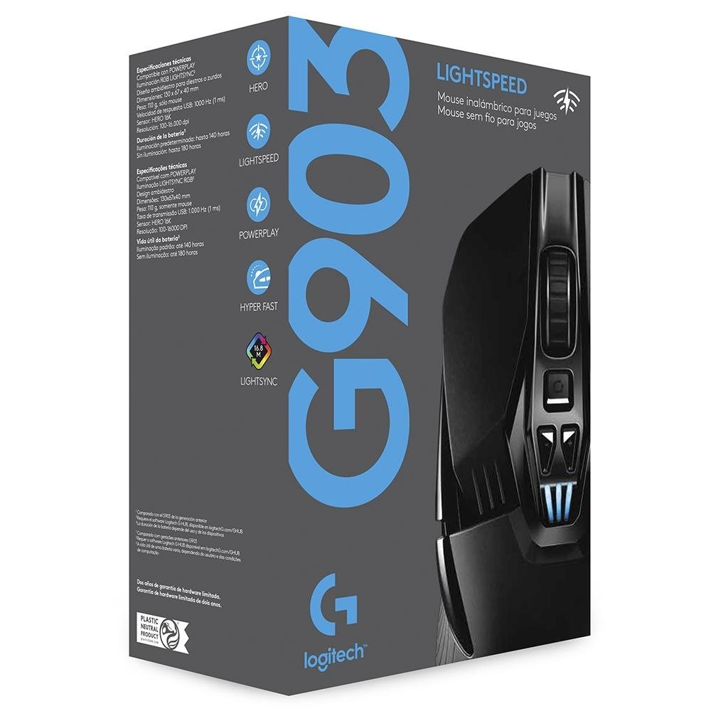 Mouse Gamer Sem Fio ( Balão.info) G903 ( Balão.info) RGB LIGHTSYNC, Design Ambidestro Personalizável, HERO 25K, Compatível POWERPLAY - 910-( Balão.info - foto 12