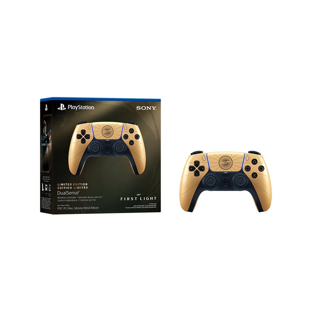 Imagem 6 de 6 do produto Controle Sem Fio Sony DualSense, Edição Limitada 007 First Light, PlayStation 5, Bluetooth, com Feedback Háptico, Preto e Dourado - 1000052026