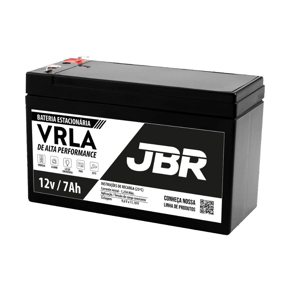 Bateria Selada JBR, 12V, 7Ah, para Nobreak, Preto - BATERIA 7Ah