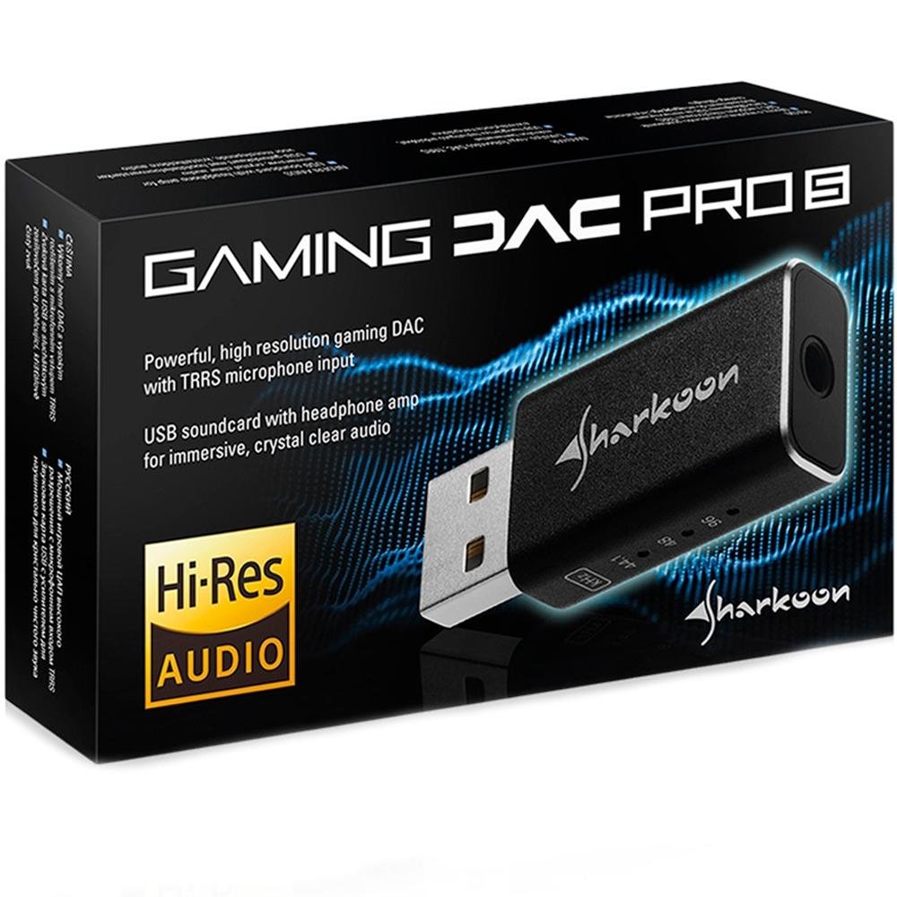 Placa de Som Externa Sharkoon, Gaming DAC Pro S, USB Placa de Som Externa Sharkoon, Gaming DAC Pro S, USB