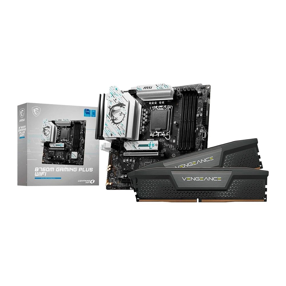Memória RAM Corsair Vengeance, 32GB (2X16GB) + Placa-Mãe MSI B760M Gaming Plus