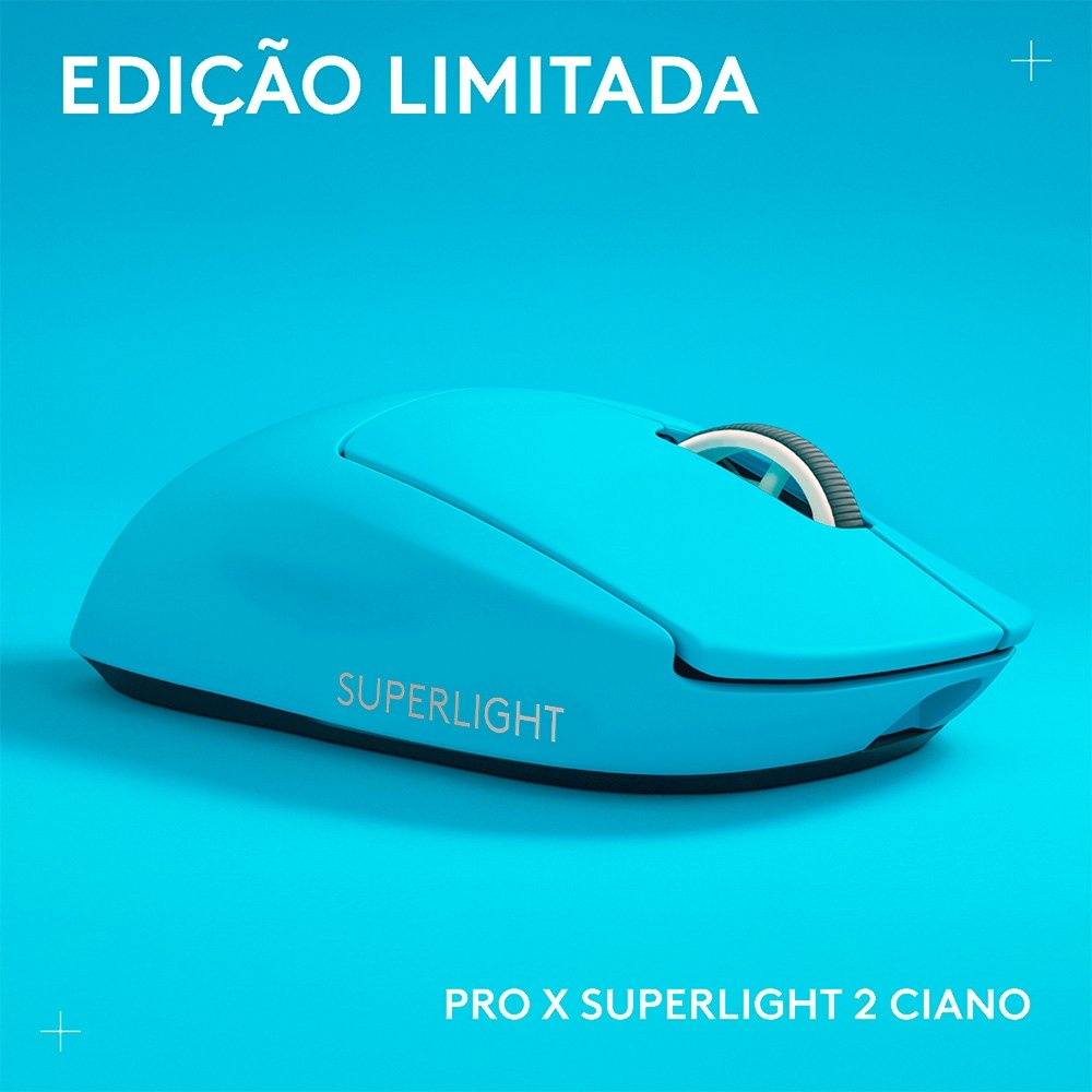 Mouse Gamer Sem Fio Logitech G PRO X SUPERLIGHT 2 com 5 Botões, 60g, Sensor 44K DPI, Taxa de Resposta de 8 kHz, PC/Mac, Ciano - 910-007693 - view 2