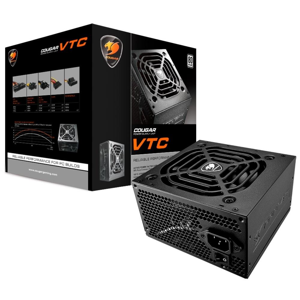Fonte Cougar VTC500, 500W, 80 Plus White, PFC Ativo, Preto - 31VC050006P01 Fonte Cougar VTC500, 500W, 80 Plus White, PFC Ativo, Preto - 31VC050006P01