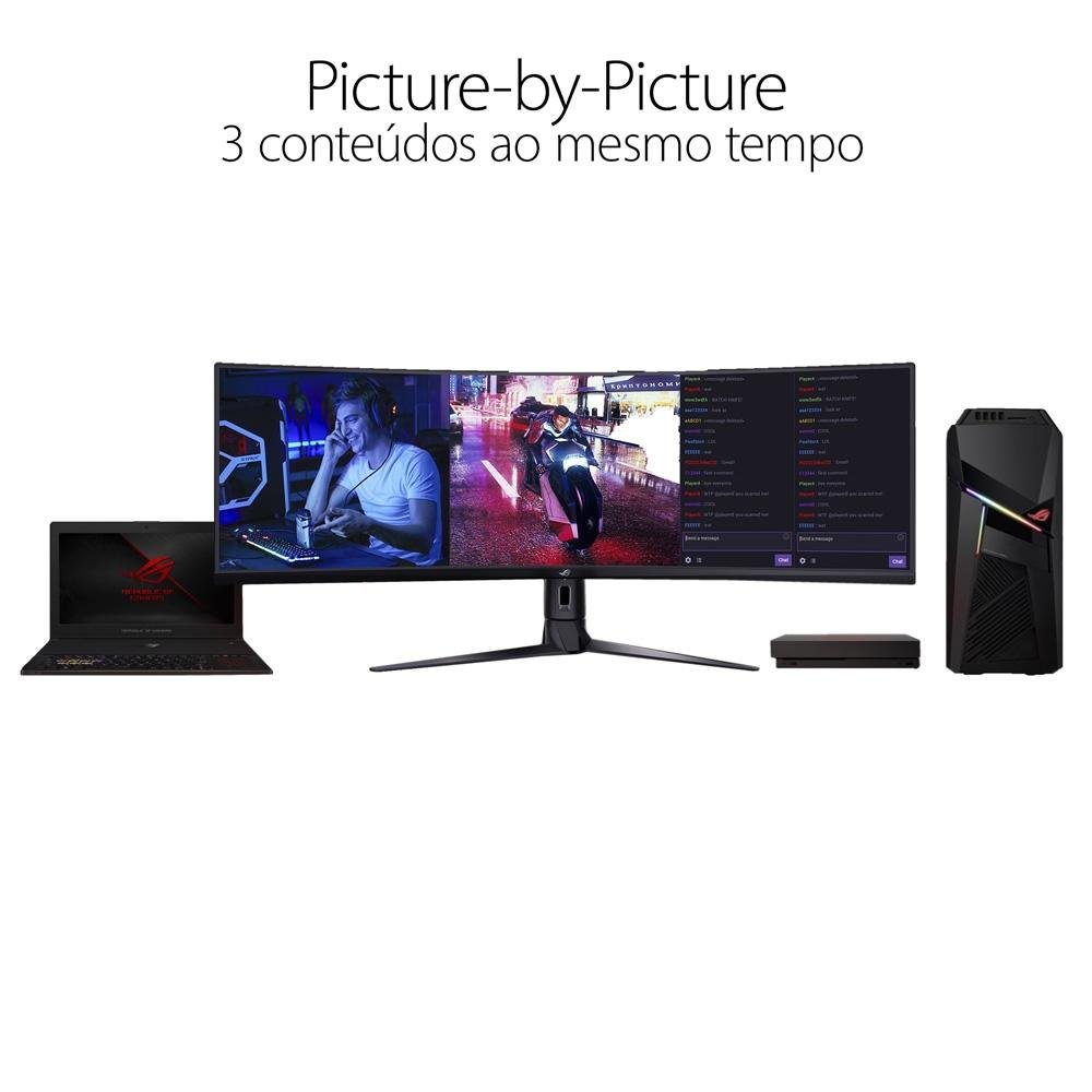 "Monitor Gamer Curvo ASUS ROG Swift 49"", DFHD, UltraWide, 144Hz, FreeSync Premium Pro, HDR 400, Altura Ajustável, Som Integrado - XG49VQ" - view 8