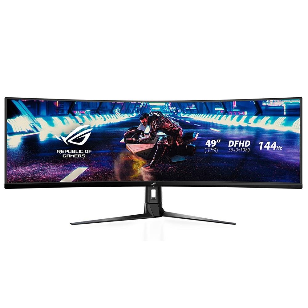 Monitor Gamer Curvo ASUS ROG Swift 49", DFHD, UltraWide, 144Hz, FreeSync Premium Pro, HDR 400, Altura Ajustável, Som Integrado - XG49VQ