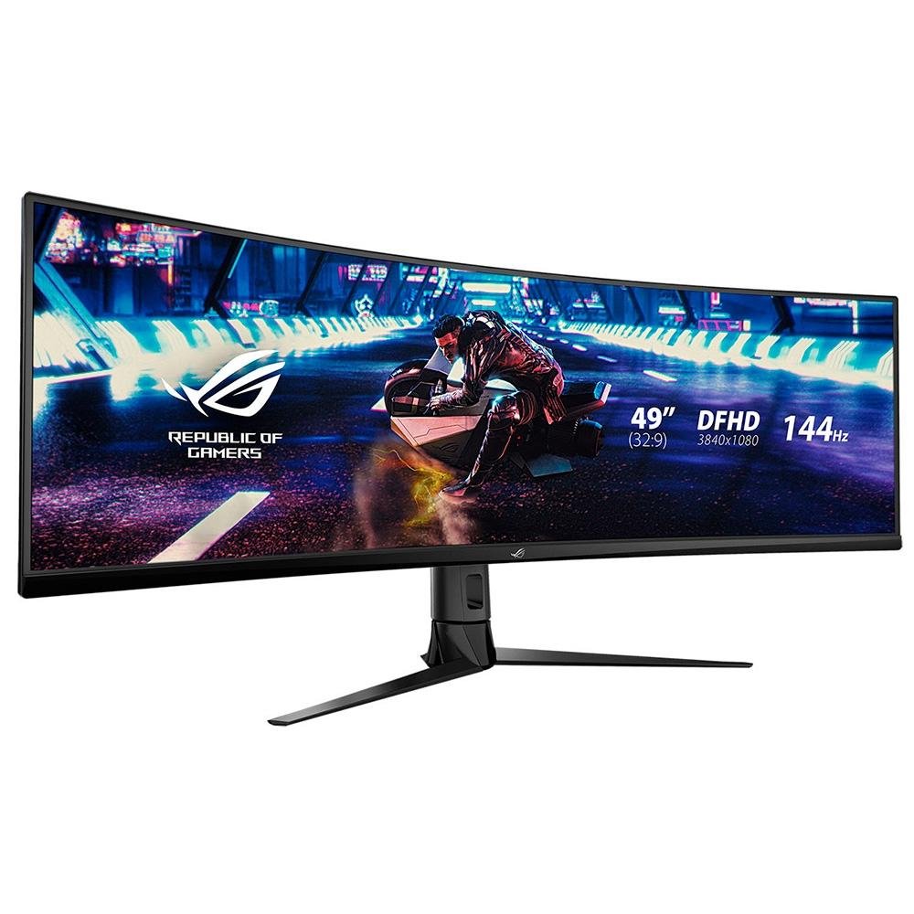 Monitor Gamer Curvo ASUS ROG Swift 49", DFHD, UltraWide, 144Hz, FreeSync Premium Pro, HDR 400, Altura Ajustável, Som Integrado - XG49VQ